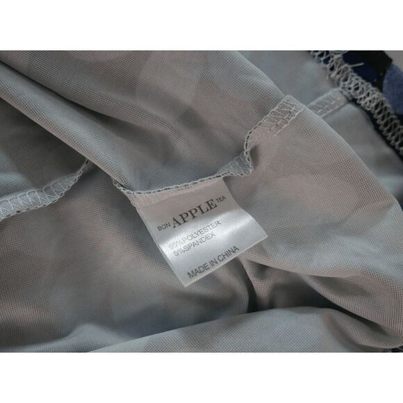 Bon Apple Tea Women's Blue Floral V-neck Short Sleeve T-shirt 1X - Picture 8 of 8